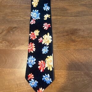 Hugo Boss Floral Silk Tie Black Multicolor Bold Print Statement Tie
